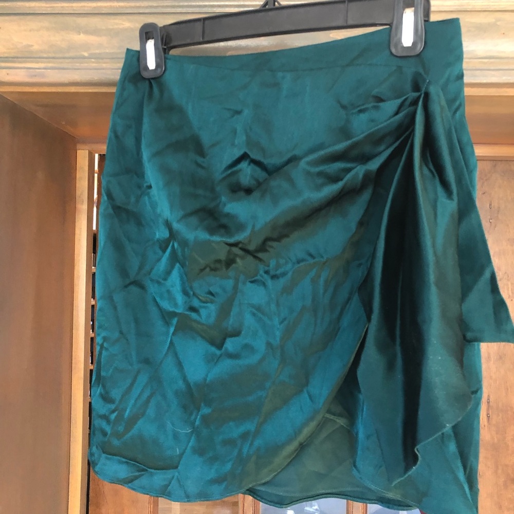 Caroline Constas Emerald Silk Mini Skirt Size S